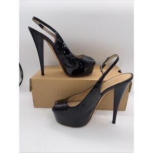 Giuseppe Zanotti Design Black Vero Cuoio Peep Toe Stiletto Heels 6.5
